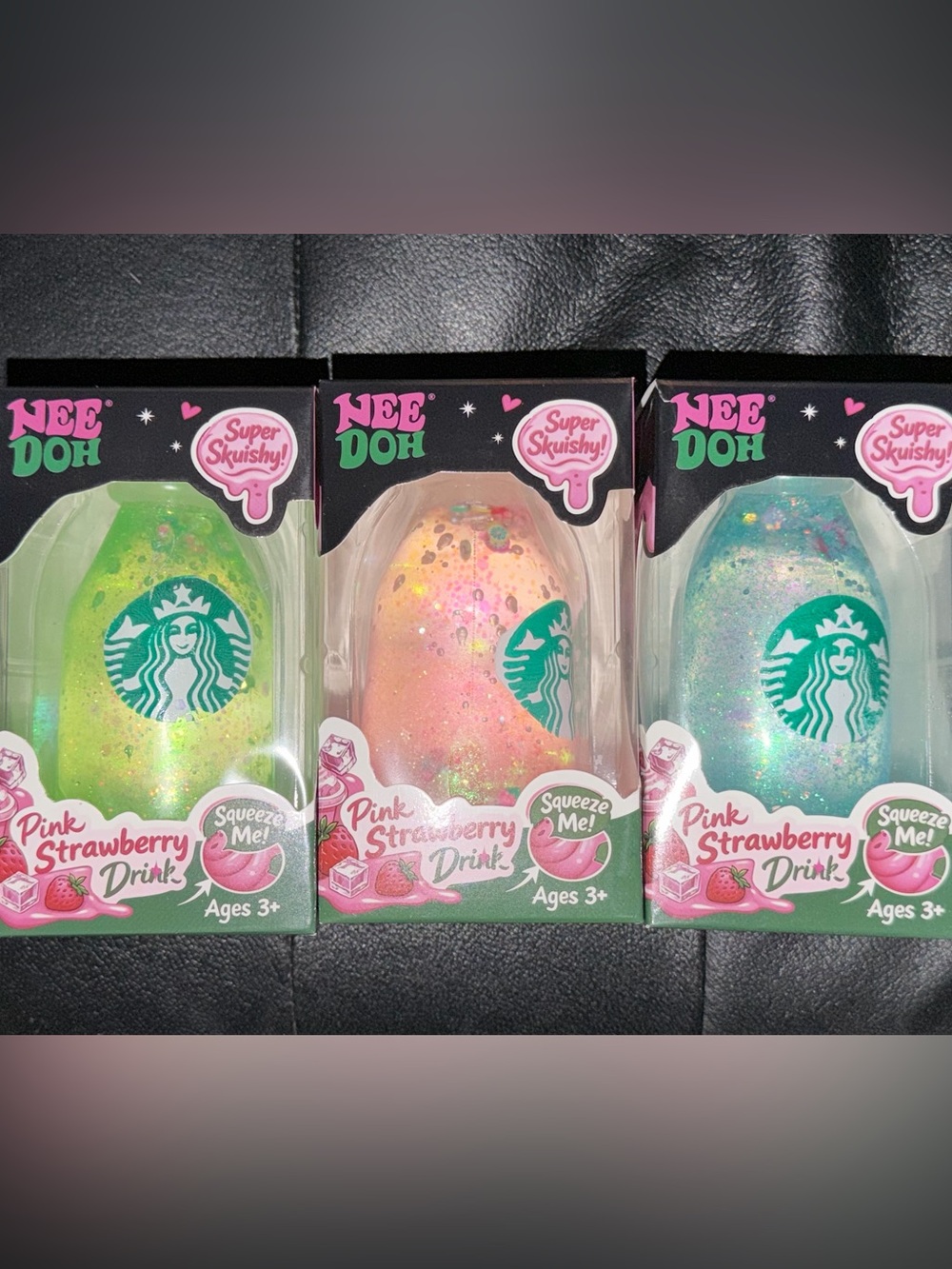 Set of 3 Starbucks Strawberry Drink Super Squishy Milk Jug